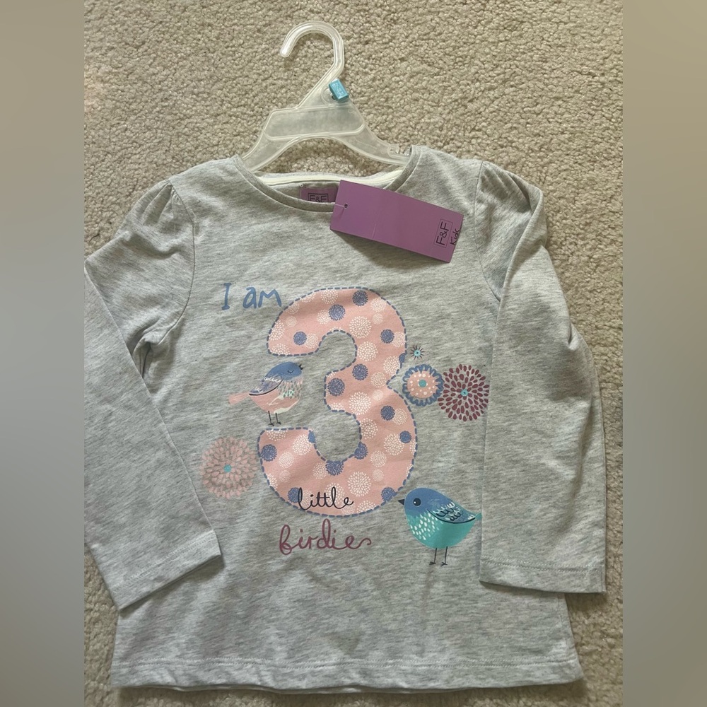 Two BNWT “I am 3” girls birthday tops